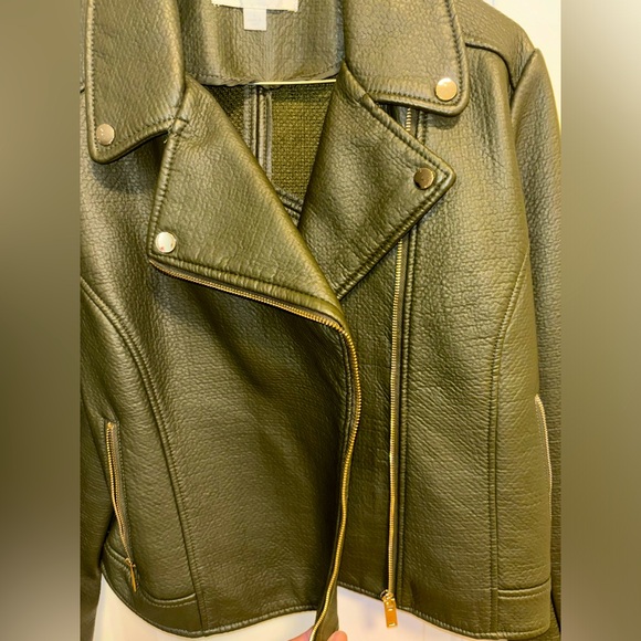 New York & Company Dark Green leather jacket- New never used. Size L - Picture 6 of 7